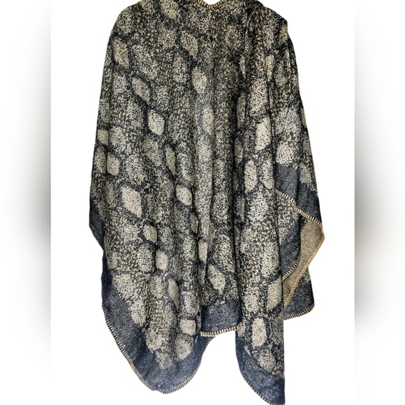 Urban Coco Knit Poncho Wrap Print Cape Shawl Open Front Cardigan‎ - Picture 5 of 7